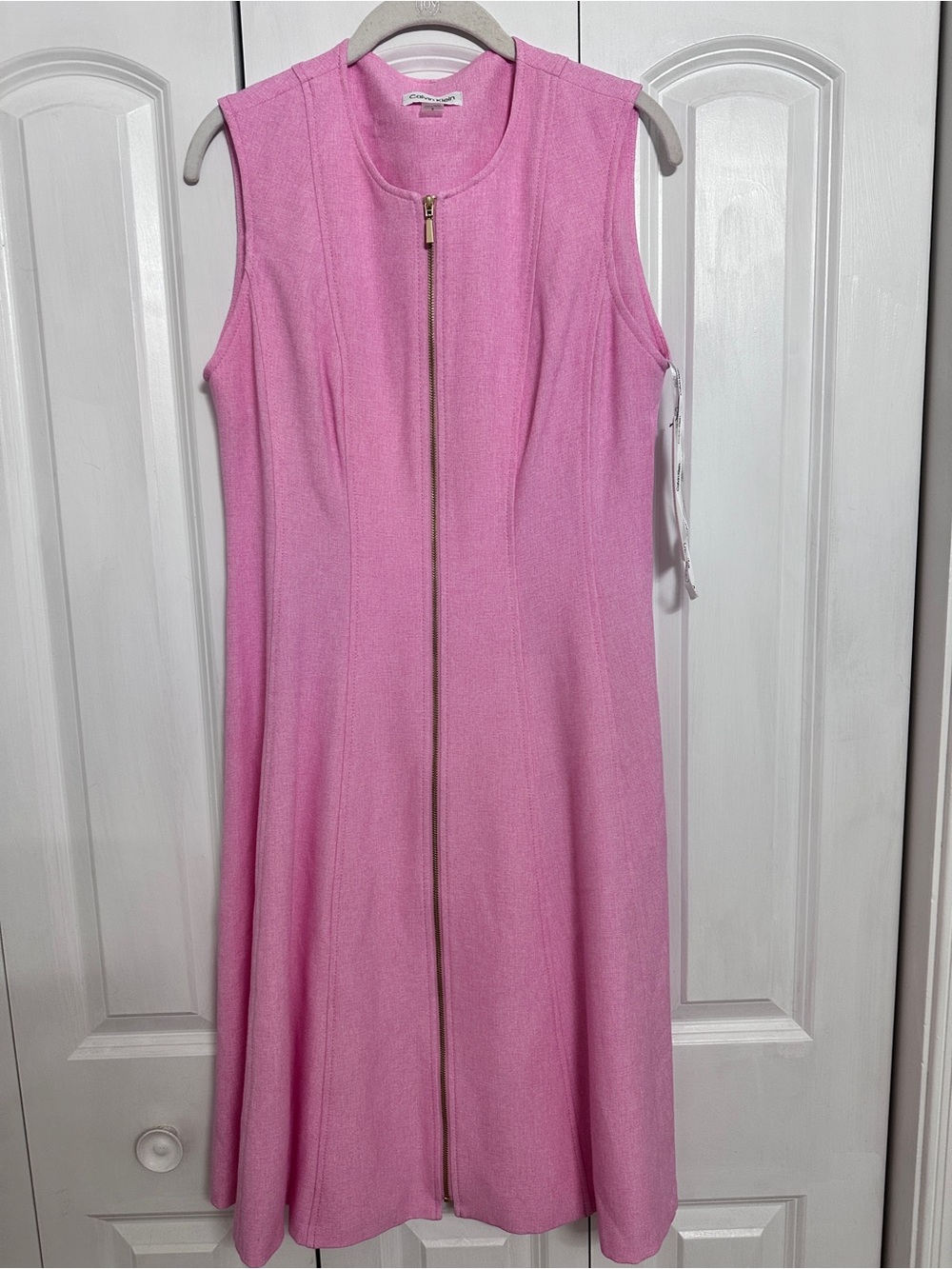 Calvin Klein Sleeveless Zip-Front Bubblegum Pink Dress